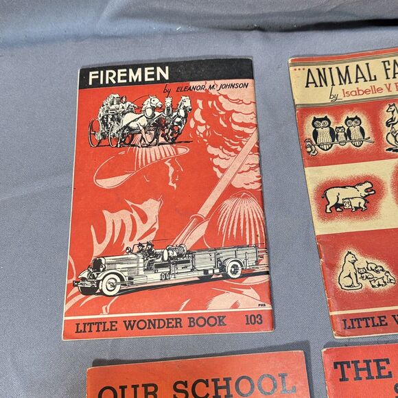 1940s Little Wonder Books Lot Of 6 Firemen Bakery Animal Families Vintage Kids - Picture 10 of 14